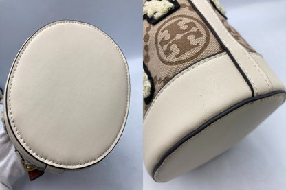 TORY BURCH トリーバーチ Tモノグラム ジャガード ベルバッグ/バケットバッグ 2023年限定 ラビット 中古 D4