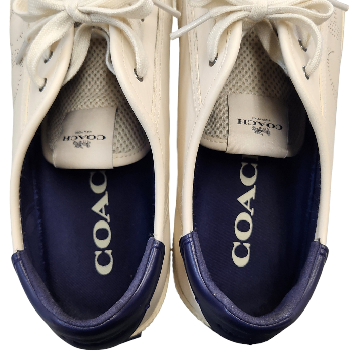 COACH コーチ スニーカー メンズ パンチング レザー ローカット レースアップ オフホワイト 27cm FG4671 中古 T1