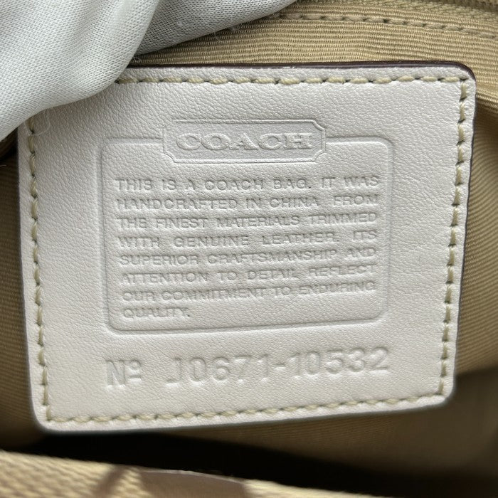 COACH コーチ シグネチャー トート バッグ 10532 鞄 ブランド レディース ホワイト 中古 W４