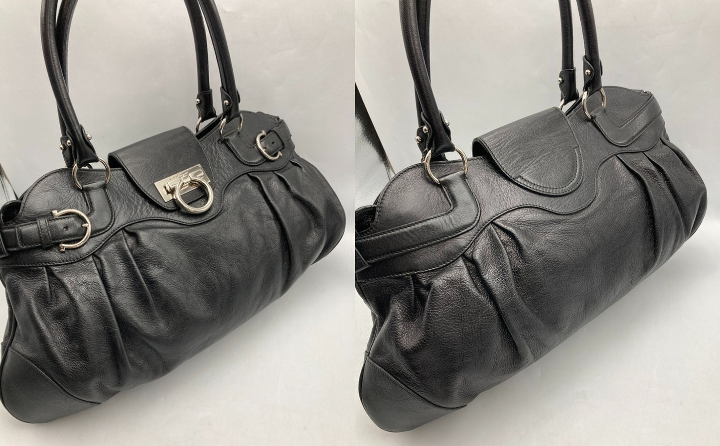 Salvatore Ferragamo サルヴァトーレフェラガモ ガンチーニ マリッサ ハンドバッグ ブラック BW-21 中古 D4