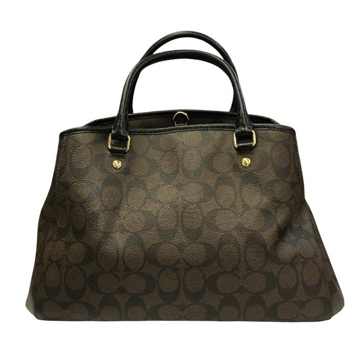 COACH コーチ シグネチャー ミニ マーゴット キャリーオール ハンドバッグ レディース 2way ショルダー 斜め掛け ブラウン/ブラック F34605 中古 T1