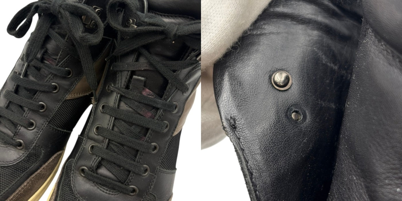 Salvatore Ferragamo サルヴァトーレ フェラガモ ハイカットスニーカー 8 1/2 (約26.5cm) 靴 シューズ メンズ レザー スエード ブラック 中古 W４