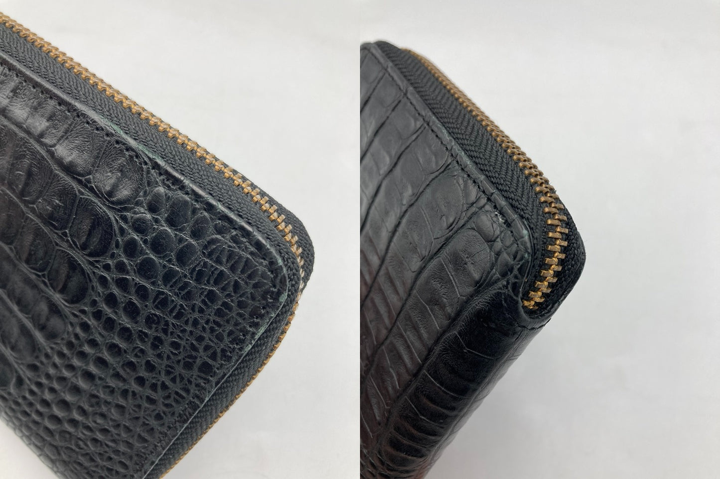 FURLA フルラ 型押しクロコ ラウンドファスナー コンパクト財布 中古 D4