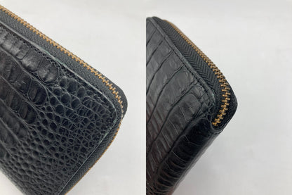 FURLA フルラ 型押しクロコ ラウンドファスナー コンパクト財布 中古 D4