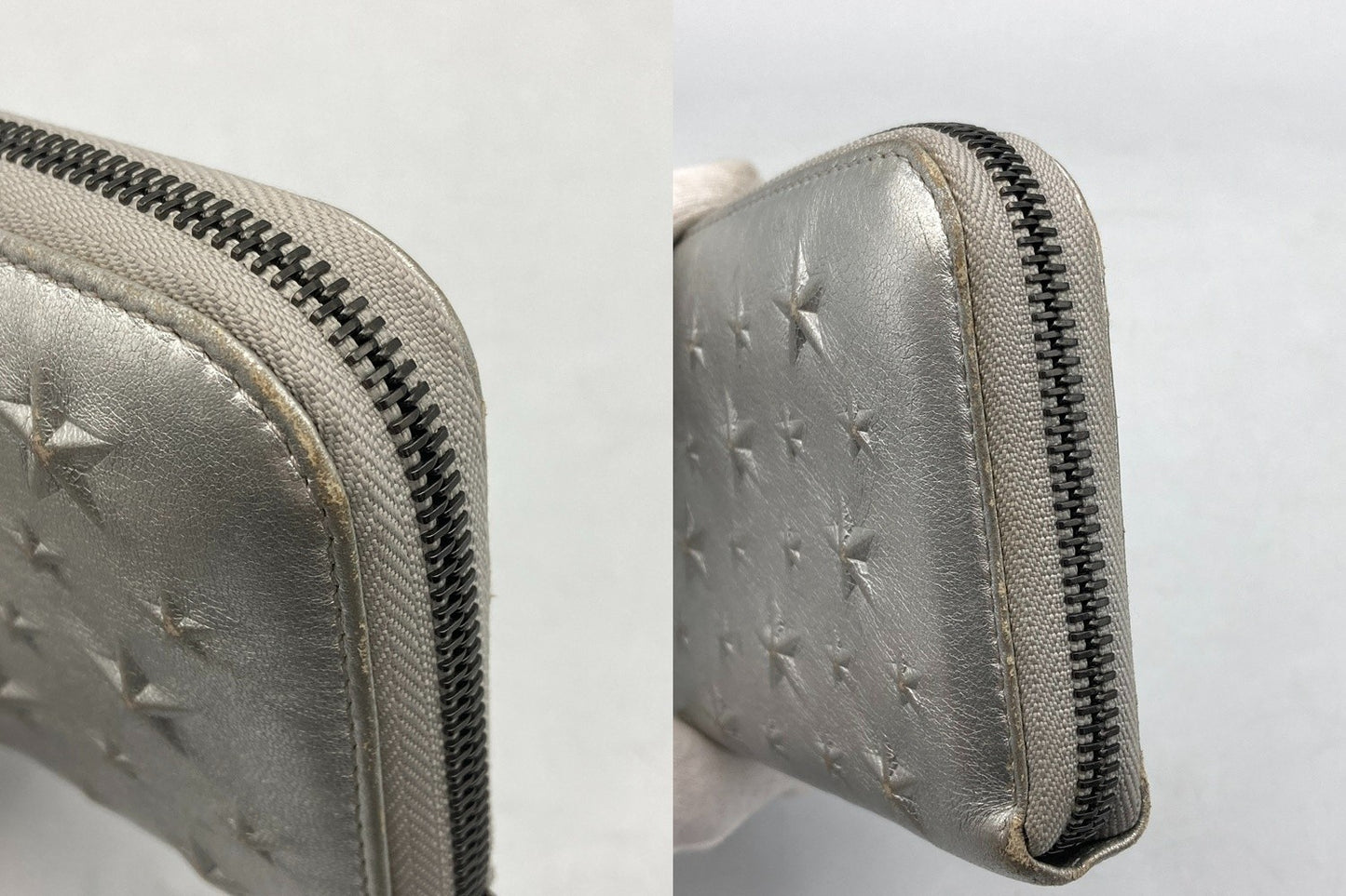 JIMMY CHOO ジミーチュウ スターエンボス ラウンドファスナー長財布 中古 D4