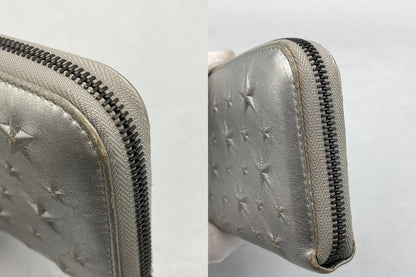 JIMMY CHOO ジミーチュウ スターエンボス ラウンドファスナー長財布 中古 D4