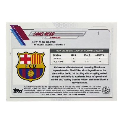 TOPPS サッカーカード CHROME LIONEL MESSI BARCELONA #1 中古 IT2