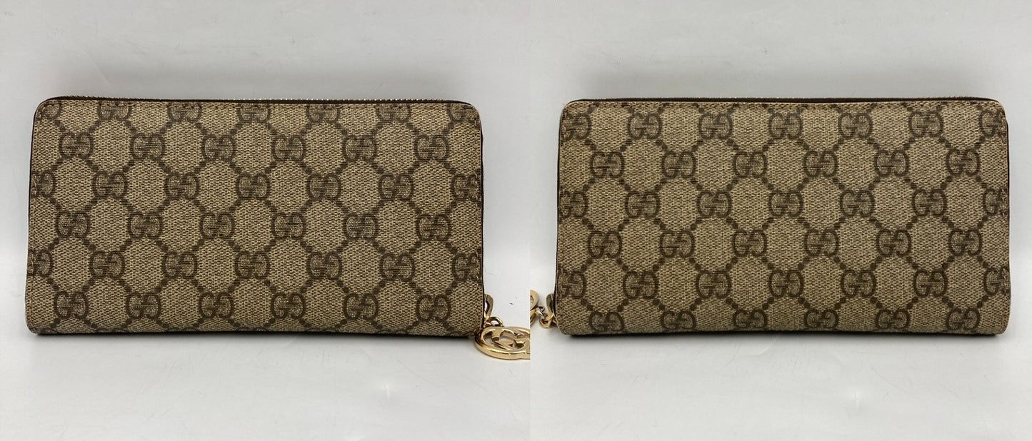 GUCCI グッチ GGスプリーム ラウンドファスナー長財布 212110 中古 D4