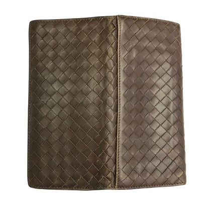 BOTTEGA VENETA ボッテガヴェネタ 長財布 メンズ イントレチャート 二つ折り レザー 小銭入れなし 札入れ ブラウン 中古 T1