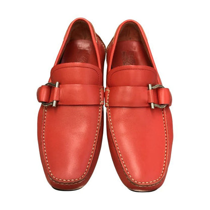 FERRAGAMO フェラガモ ドライビングシューズ メンズ ガンチーニ ローファー レッド 7サイズ MS45723 中古 T1