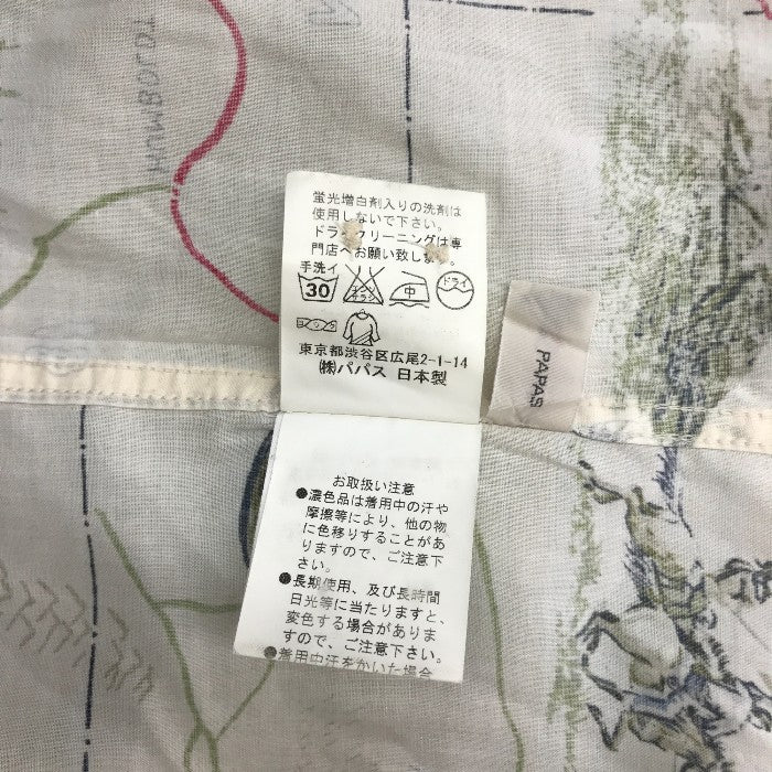 Papas パパス シャツ メンズ 柄シャツ 長袖 ベージュ 48 Mサイズ 中古 N1