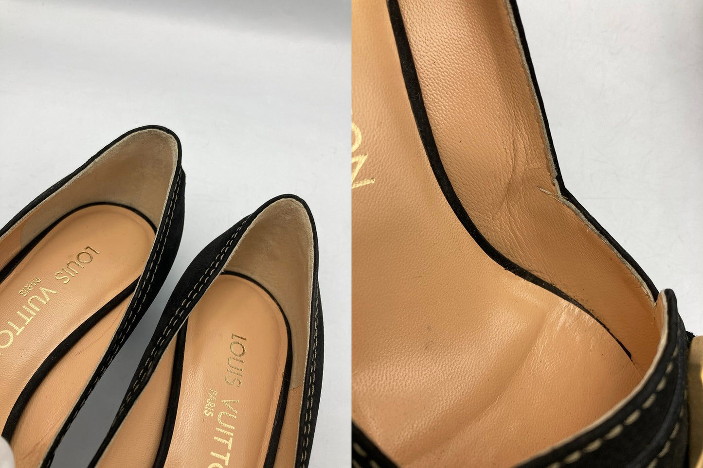 LOUIS VUITTON ルイヴィトン スエード パンプス サイズ37 ブラック 中古 D4