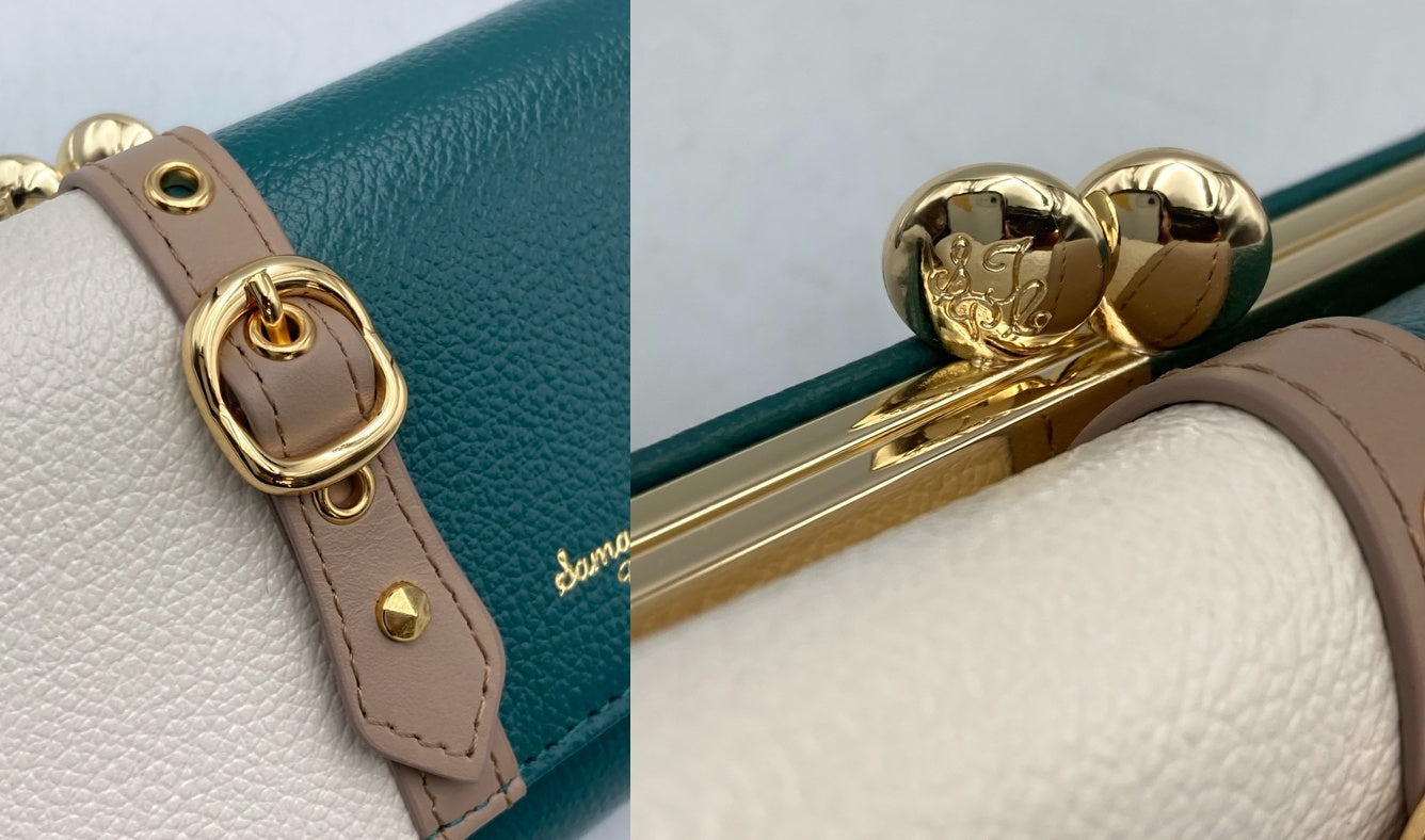 Samantha Thavasa Petit Choice サマンサタバサ プチチョイス バイカラー フロントベルト 口金折財布 中古 D4