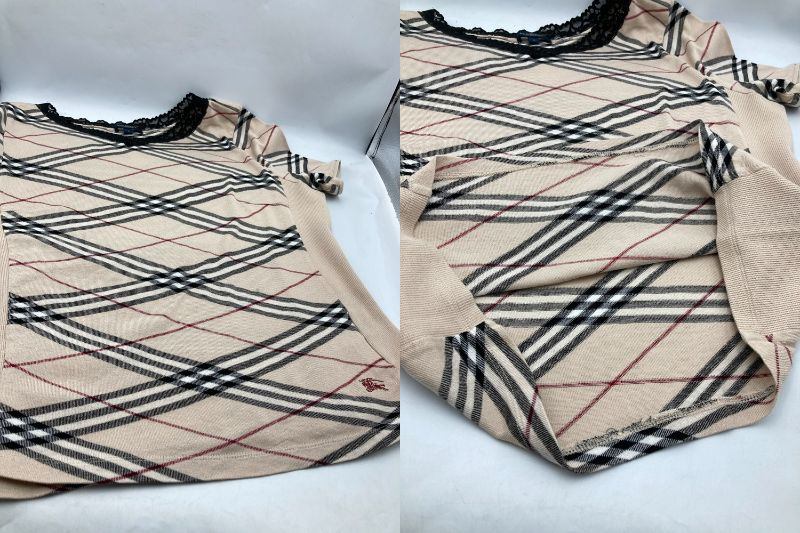 BURBERRY LONDON バーバリーロンドン ノバチェック レース カットソー サイズ5 中古 D4