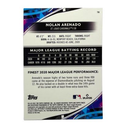 TOPPS MLBカード FINEST NOLAN ARENADO ST. LOUIS CARDINALS /150 #78 中古 IT2