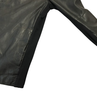 EMPORIO ARMANI エンポリオアルマーニ レザージャケット メンズ ラムレザー フルジップ フード 異素材 切り替え ブラック 48サイズ P1R10P P1P17 中古 T1