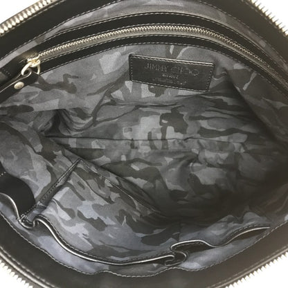 JIMMY CHOO ジミーチュウ DEREK クラッチバッグ ユニセックス デレク レザー セカンドバッグ スター星柄 エンボススタッズ ブラック 中古 T1