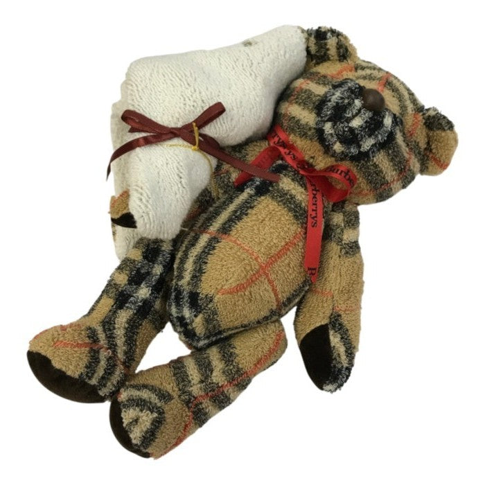 BURBERRY バーバリー ベア ぬいぐるみ ハンカチセット ノバチェック クマ タオル地 インテリア 手足可動 ベージュ 中古 T1