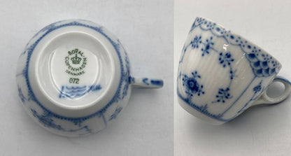 ROYAL COPENHAGEN ロイヤルコペンハーゲン ブルーフルーテッド ハーフレース カップ＆ソーサー 中古 D4