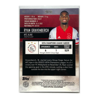 TOPPS サッカーカード STADIUM CLUB CHROME RYAN GRAVENBERCH AJAX 28/50 #33 中古 IT2