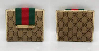GUCCI グッチ GGキャンバス シェリーライン 二つ折り財布 181669 中古 D4