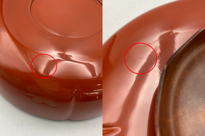 山中塗 雅峰 天然木 うるし塗装 柿型 菓子器 中古 D4