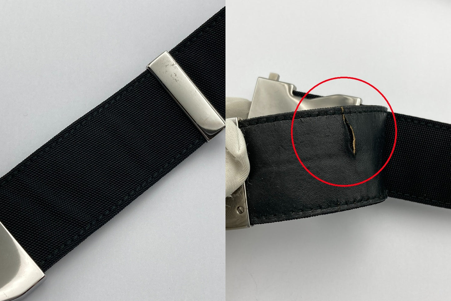 GUCCI グッチ ナイロン レザー ベルト 中古 D4