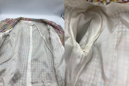 agnes b アニエスべー ノーカラー ツイードジャケット サイズ2 フランス製 中古 D4