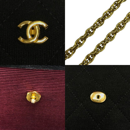CHANEL シャネル ショルダーバッグ レディース コットンジャージ マトラッセ チェーンショルダー ココマーク ヴィンテージ ブラック 中古 T1