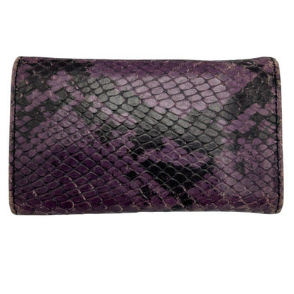 PRADA プラダ パイソン調 6連 キーケース ブランド レディース レザー パープル ブラック 中古 W４