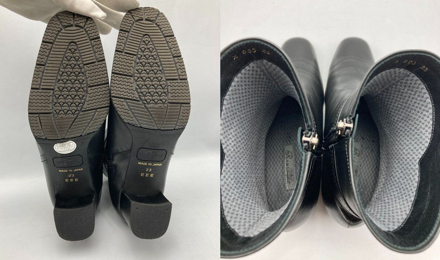 RiZComfort リズコンフォート サイドジップ レザー ショートブーツ 0603 サイズ23.0cm 中古 D4