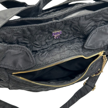 ANASUI アナスイ キルティング トートバッグ ショルダー付き ナイロン ブラック 鞄 2WAY レディース かわいい 中古 W1