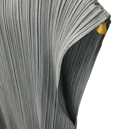 ISSEY MIYAKE イッセイミヤケ カットソー レディース ハイネック ノースリーブ プリーツ トップス グレー Mサイズ PP05-JK603 中古 T1