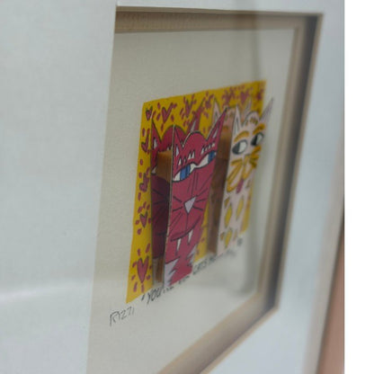 James Rizzi ジェームスリジィ 3Dシルクスクリーン 「YOU'RE THE CATS MEIW」 196/350 アート インテリア おしゃれ 猫 キャット かわいい 中古 W４