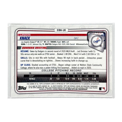 TOPPS MLBカード BOWMAN CHROME 1ST LANDON KNACK LOS ANGELES DODGERS #CDA-LK 中古 IT1