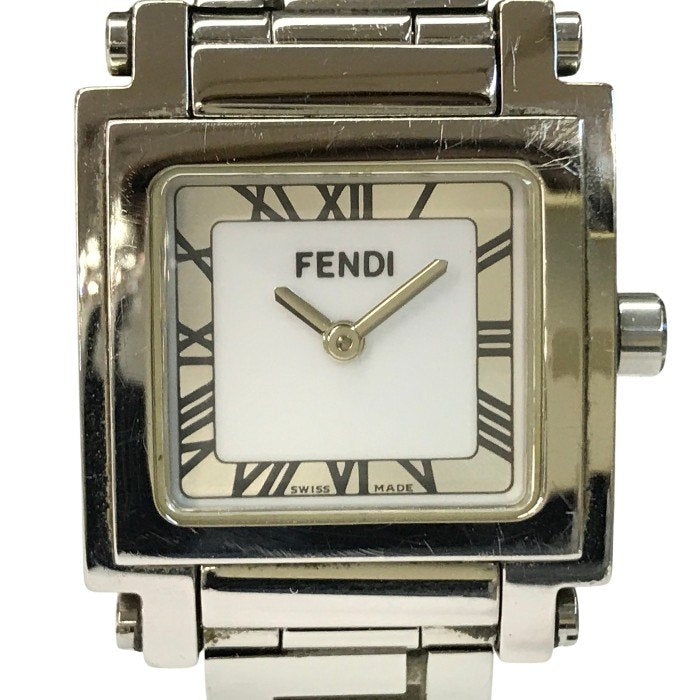 FENDI フェンディ クアドロ 腕時計 レディース アナログ クォーツ スクエアフェイス SS ホワイト/シルバー 002-6000L-754 中古 T1