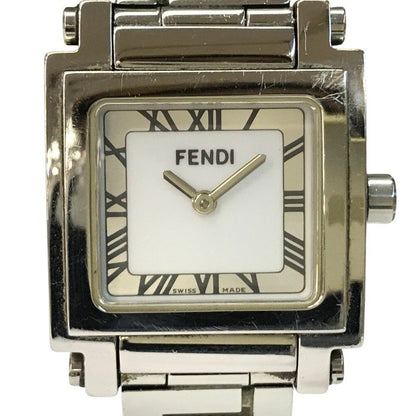 FENDI フェンディ クアドロ 腕時計 レディース アナログ クォーツ スクエアフェイス SS ホワイト/シルバー 002-6000L-754 中古 T1