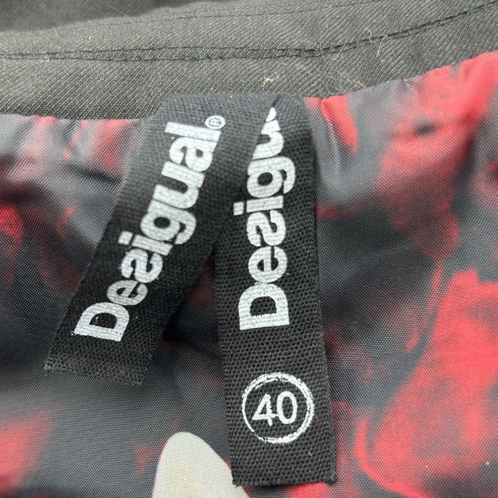 Desigual デシグアル レディース テーラード ジャケット 37E29A6 40 犬 アニマル おしゃれ アウター 秋 冬 ブラック 中古 W４