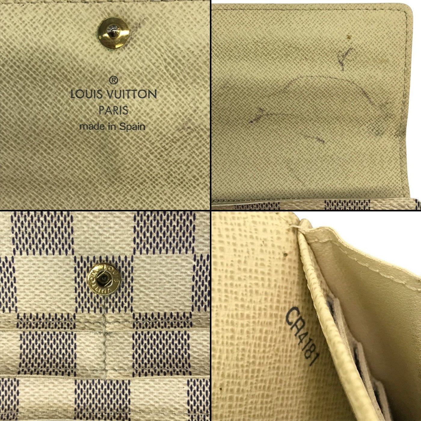 LOUIS VUITTON ルイヴィトン ダミエ アズール  ポルトフォイユサラ 長財布 ユニセックス 2つ折り 旧型 ホワイト N61735 中古 T1