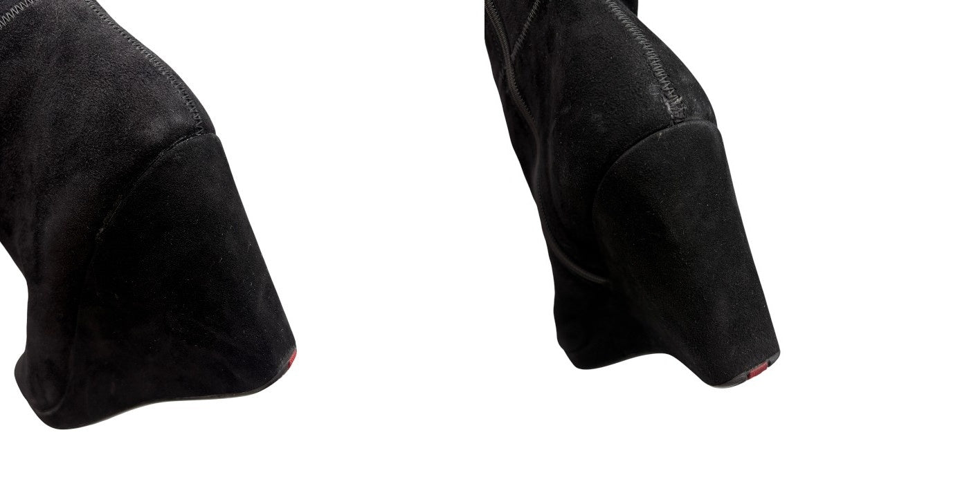 ジャンク品 PRADA プラダ スエード ロングブーツ 37 (約24.0cm) ブランド おしゃれ レディース 厚底 中古 W４