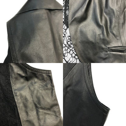 NERO センソユニコ ベスト レディース 羊革 ジレ レース シフォン ブラック 01146002 中古 T1