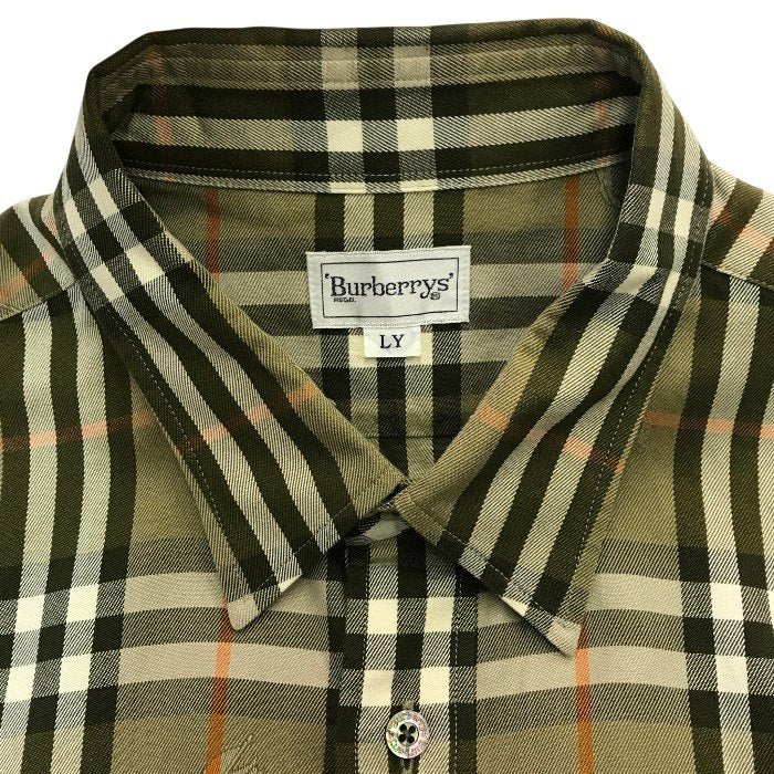 Burberrys バーバリー カジュアルシャツ メンズ コットン 長袖 チェック柄 馬上の騎士 ホース ブラウン LYサイズ BBW90-920 中古 T1
