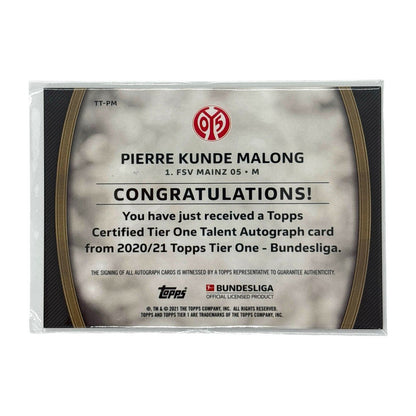 TOPPS サッカーカード TIER ONE PIERRE KUNDE MALONG MAINZ 053/100 #TT-PM 中古 IT1