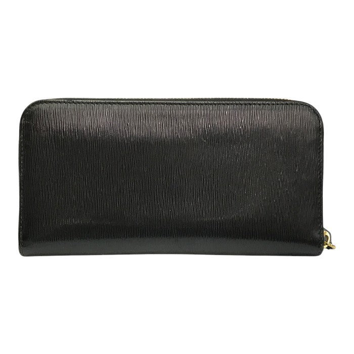 PRADA プラダ VITELLO MOVE TR ヴィッテロムーブ 長財布 メンズ ラウンドファスナー ジップ レザー 三角プレート ブラック 1ML506 中古 T1
