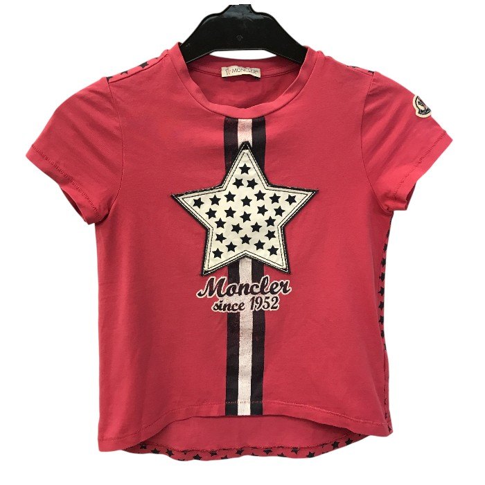 MONCLER モンクレール Tシャツ レギンス セット キッズ 半袖 星柄 スター コットン 115cm/100cm ピンク/ホワイト 中古 T1