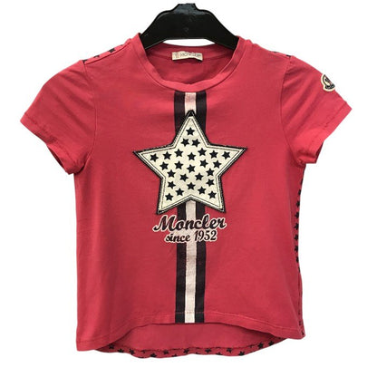 MONCLER モンクレール Tシャツ レギンス セット キッズ 半袖 星柄 スター コットン 115cm/100cm ピンク/ホワイト 中古 T1
