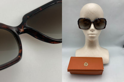 TORY BURCH トリーバーチ べっ甲柄 スクエア サングラス TY9027 中古 D4
