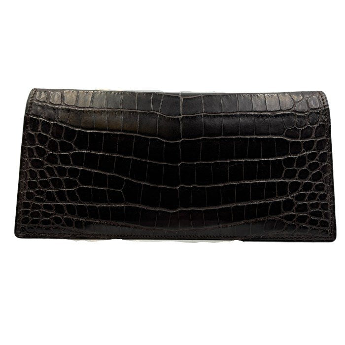 UNITED ARROWS CROCO 長財布 メンズ ワニ革 ブラウン ユナイテッドアローズ クロコダイル 札入れ カード入れ 中古 W1