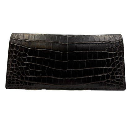 UNITED ARROWS CROCO 長財布 メンズ ワニ革 ブラウン ユナイテッドアローズ クロコダイル 札入れ カード入れ 中古 W1