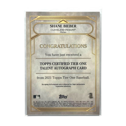 TOPPS MLBカード TIER 1 SHANE BIEBER CLEVELAND INDIANS /300 #T1TA-SBI 中古 IT2